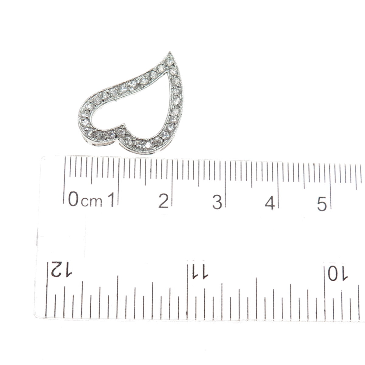 925 Sterling Silver Round-Cut C Z Heart Slide Charm Pendant