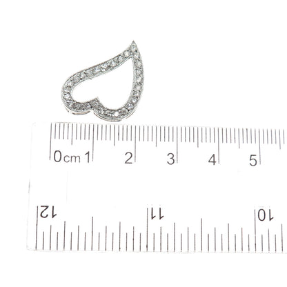 925 Sterling Silver Round-Cut C Z Heart Slide Charm Pendant