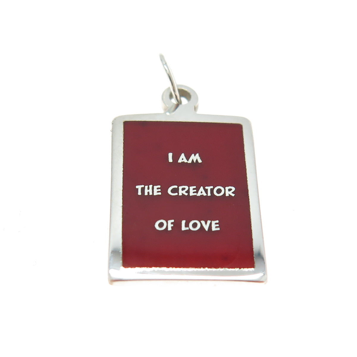 925 Sterling Silver Enamel "I Am The Creator Of Love" Minimalist Charm Pendant