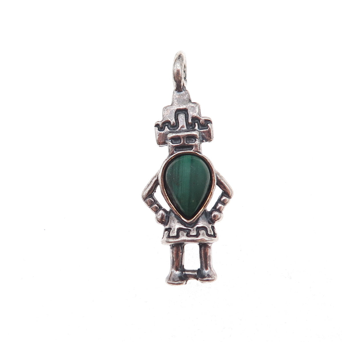 Carolyn Pollack Old Pawn Sterling Silver Vintage Malachite Hemis Kachina Pendant