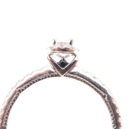 Vera Wang 925 Sterling Silver Lab-Created Sapphire & C Z Engagement Ring Size 7