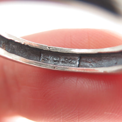 SHUBE 925 Sterling Silver Vintage Glass Oxidized Band Ring Size 8.25