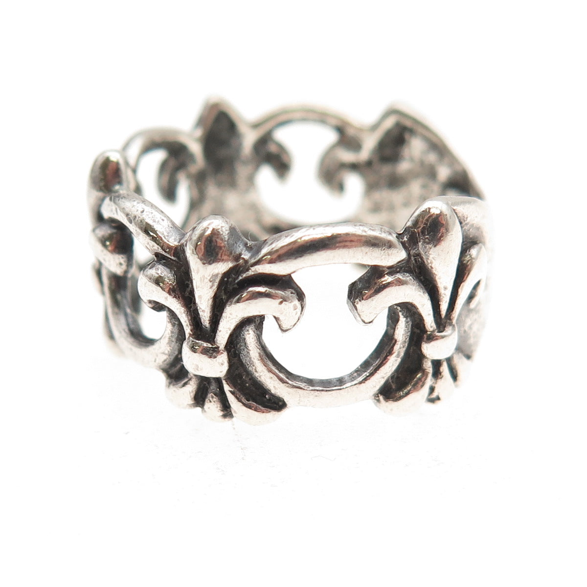 Chateau D’Argent Sterling Silver Vintage Fleur de Lis Oxidized Ring Size 7.75