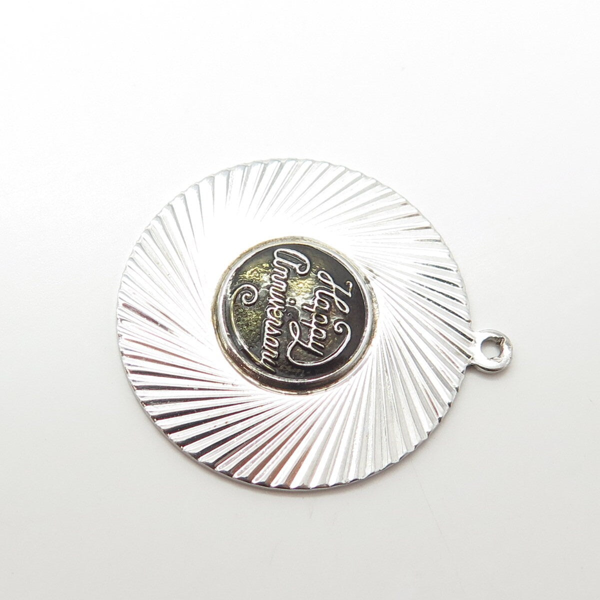 925 Sterling Silver Vintage "Happy Anniversary" Ribbed Pendant