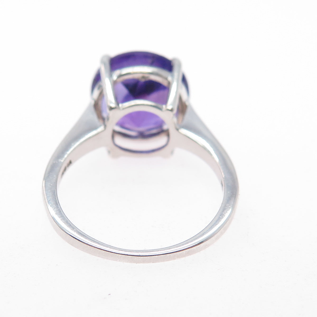925 Sterling Silver Vintage Real Round-Cut Amethyst Ring Size 7