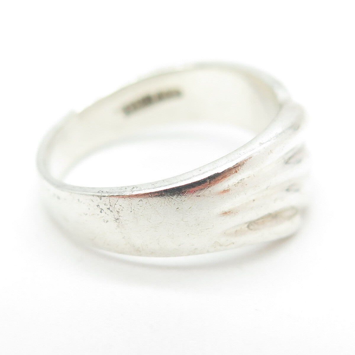 925 Sterling Silver Vintage Ribbed Ring Size 6.25
