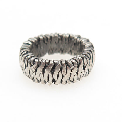 925 Sterling Silver Vintage BW Artisan European Modernist Band Ring Size 7.25