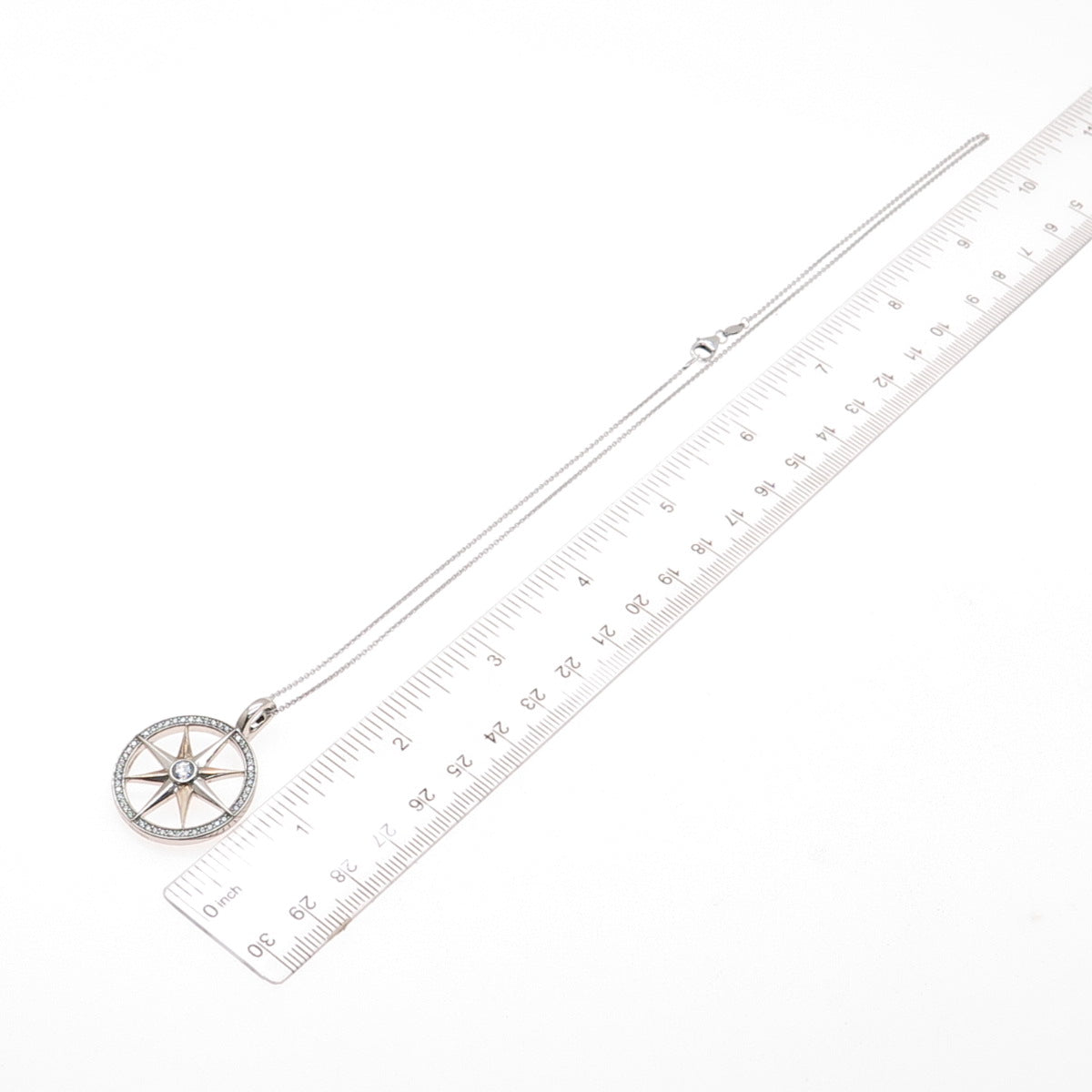 SYLVIA TOLEDANO Sterling Silver 2-Tone C Z North Star Cable Chain Necklace 18"