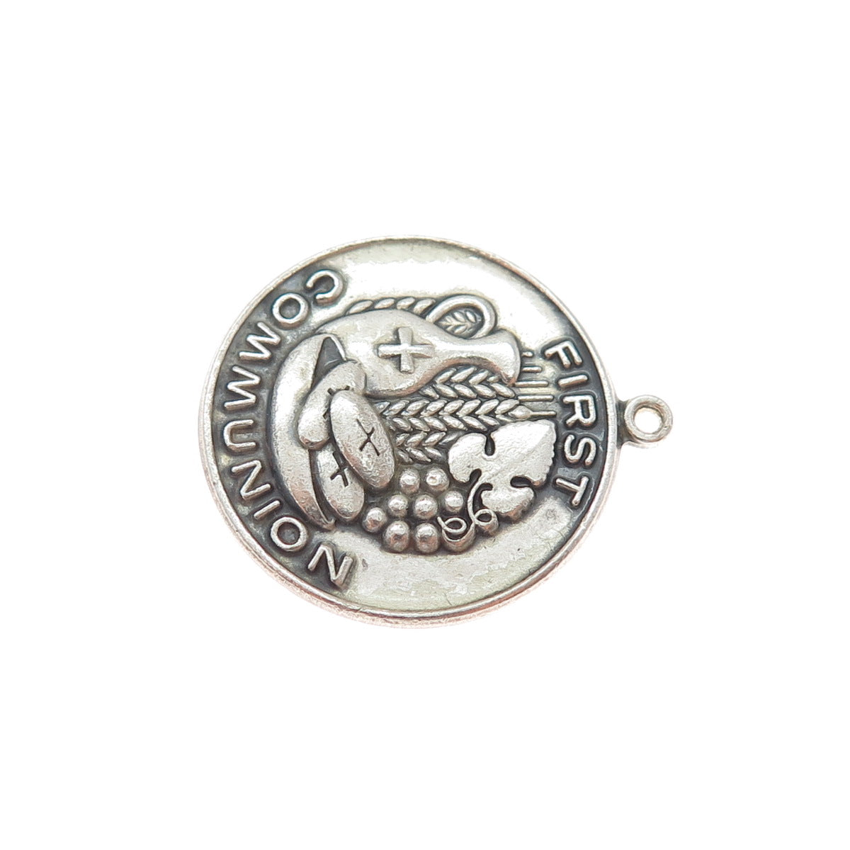 GRIFFITH & SONS Sterling Silver Vintage First Communion Oxidized Charm Pendant