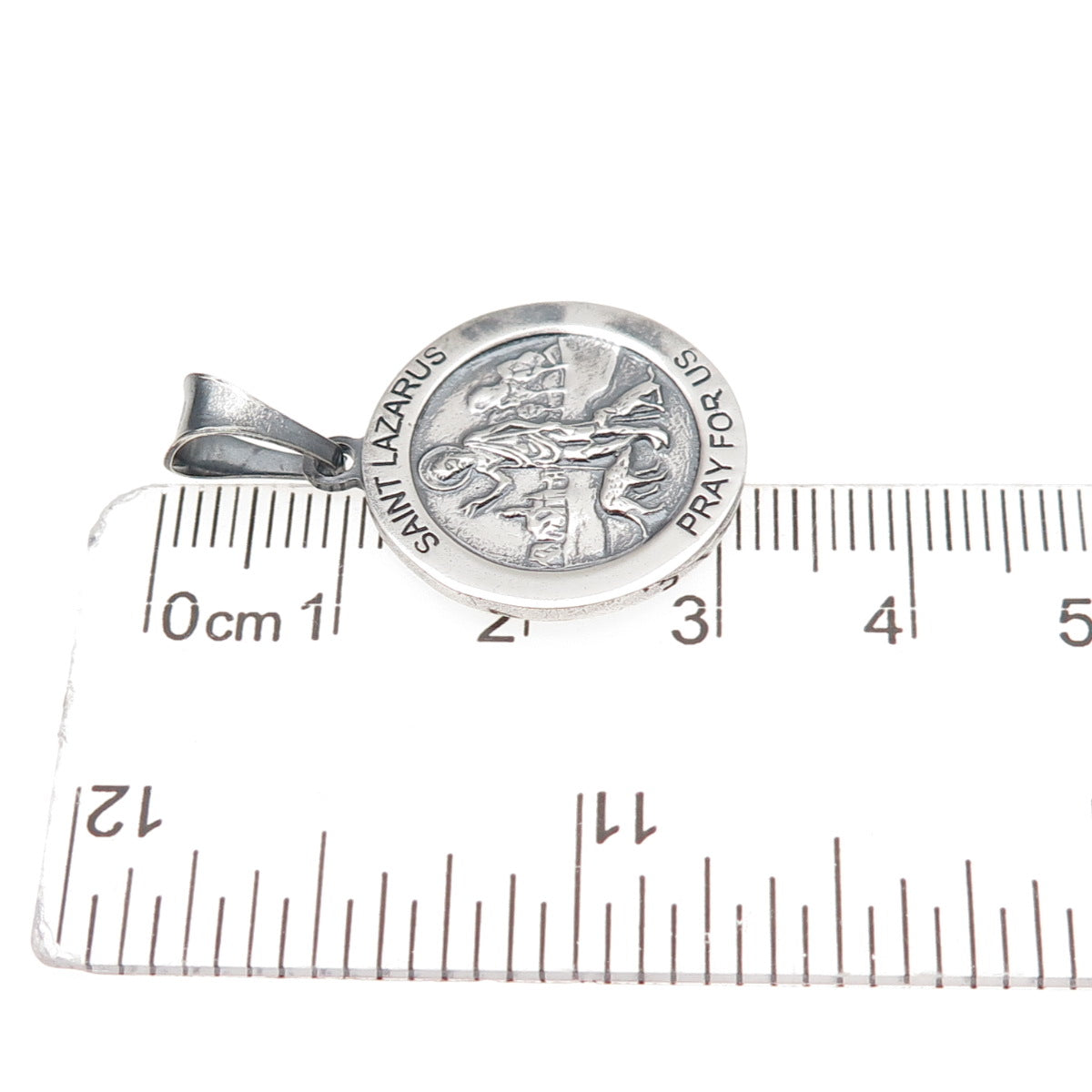925 Sterling Silver Vintage Italy Saint Lazarus Oxidized Charm Pendant