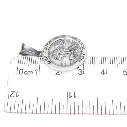 925 Sterling Silver Vintage Italy Saint Lazarus Oxidized Charm Pendant