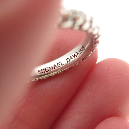 Michael Dawkins 925 Sterling Silver Dotted Oxidized Band Ring Size 8