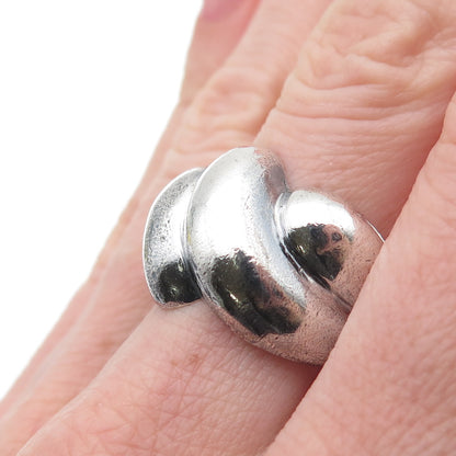 925 Sterling Silver Vintage Modernist Dome Oxidized Ring Size 9