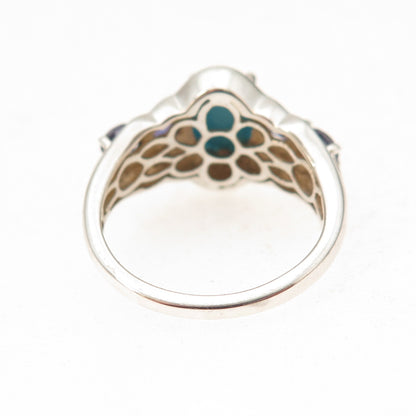 Chuck Clemency 925 Sterling Real Sleeping Beauty Turquoise & Iolite Ring Size 7