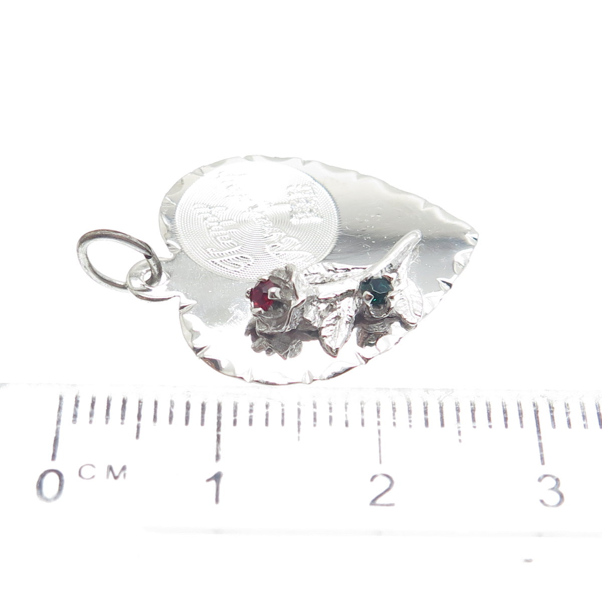 TOWN & COUNTRY Sterling Silver Vintage Rhinestone Happy Birthday Heart Pendant