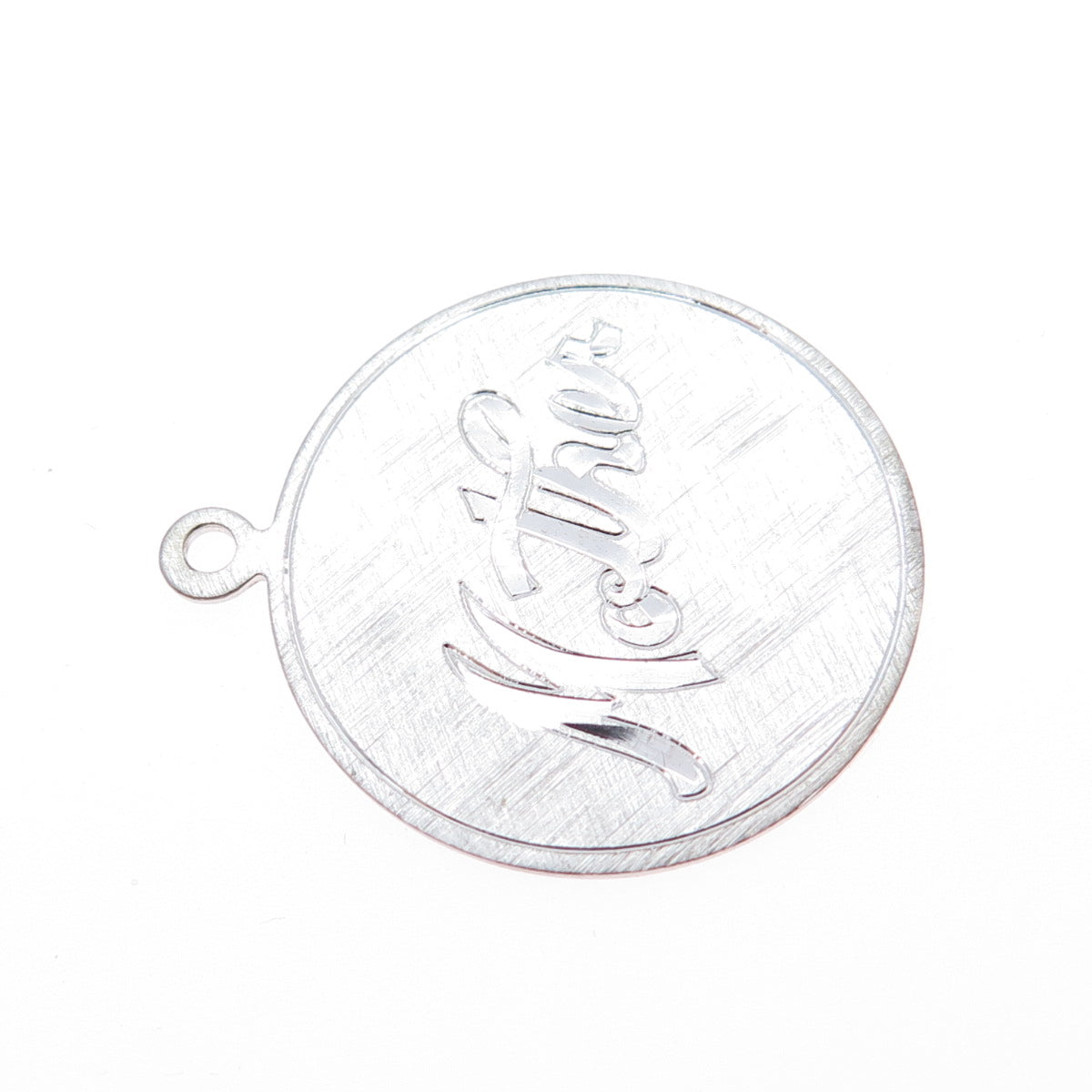 925 Sterling Silver Vintage Engraved Mother Round Tag Charm Pendant