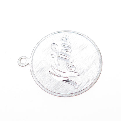 925 Sterling Silver Vintage Engraved Mother Round Tag Charm Pendant