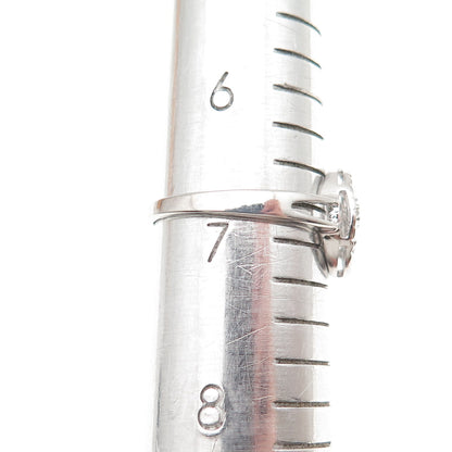 925 Sterling Silver Real Round-Cut Diamond Fleur de Lis Ring Size 7