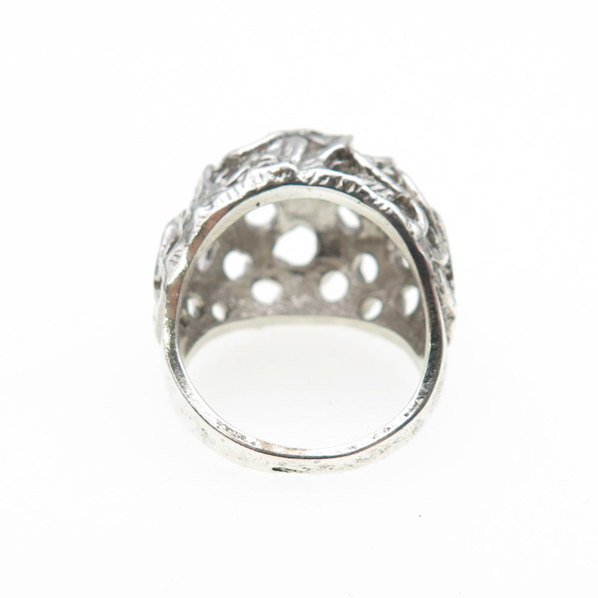 925 Sterling Silver Vintage Modernist Wavy Dome Ring Size 6