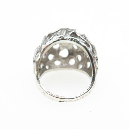 925 Sterling Silver Vintage Modernist Wavy Dome Ring Size 6