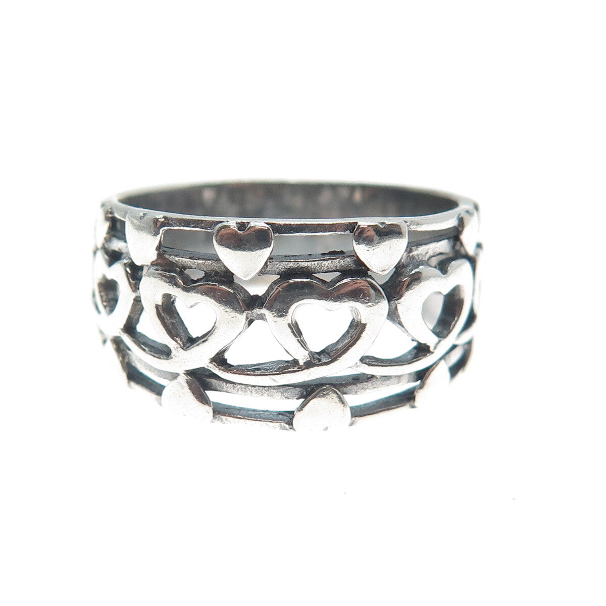 CHAPAL ZENRAY 925 Sterling Silver Vintage Heart Oxidized Ring Size 9.25