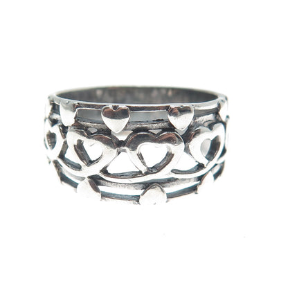 CHAPAL ZENRAY 925 Sterling Silver Vintage Heart Oxidized Ring Size 9.25