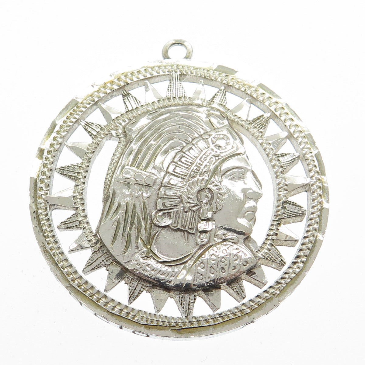 720 Silver Vintage Mexico 5 Pesos Cut-Out Indian Head Coin Pendant