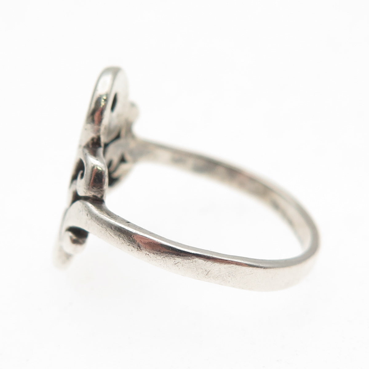 925 Sterling Silver Vintage Modernist Swirl Oxidized Ring Size 6