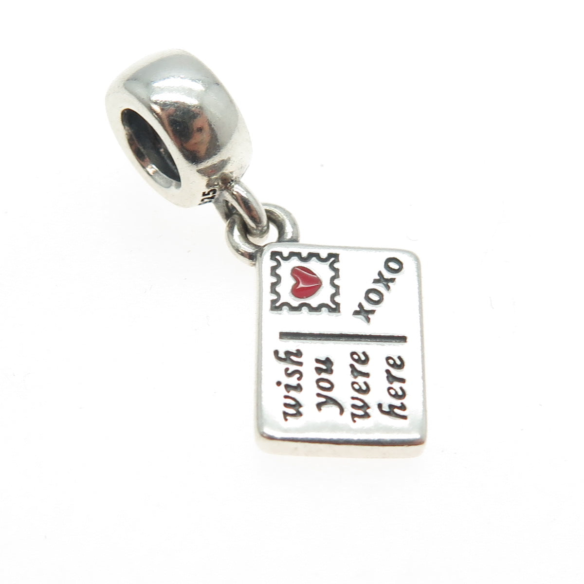 PANDORA 925 Sterling Silver Enamel Wish You Were Here Dangle Bead Charm