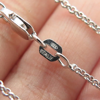 925 Sterling Silver Italy Round-Cut C Z Heart Rolo Chain Necklace 18"