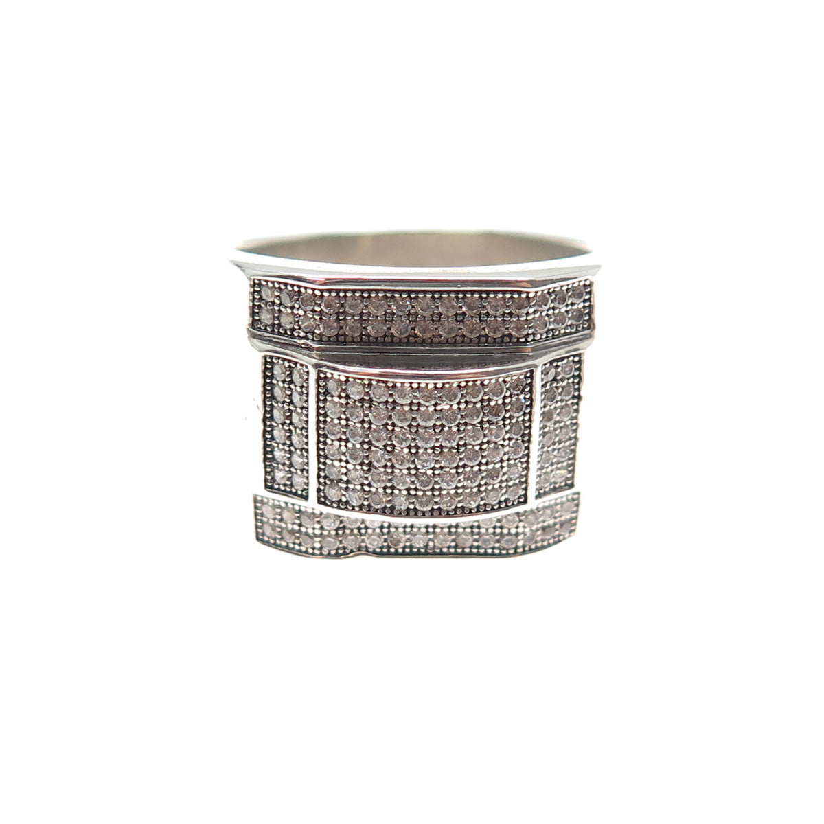 925 Sterling Silver Round-Cut C Z Modernist Ring Size 10.25