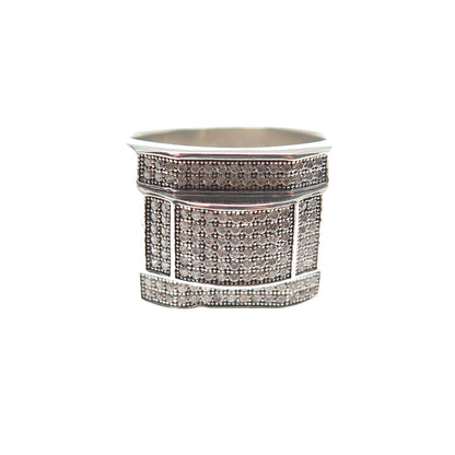 925 Sterling Silver Round-Cut C Z Modernist Ring Size 10.25