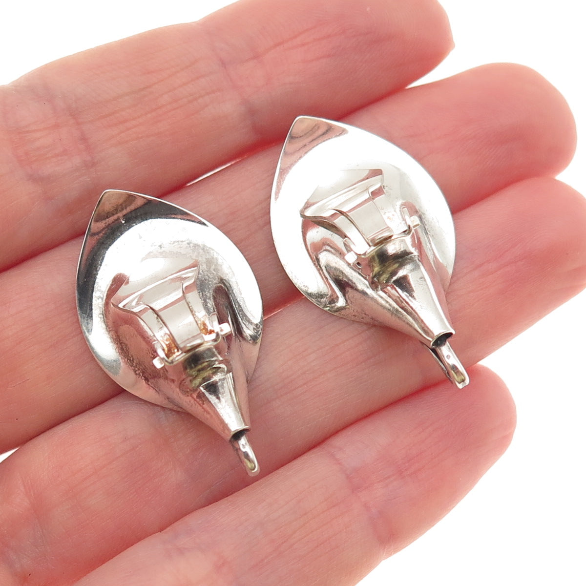 Niels Erik From 925S Sterling Silver Vintage Denmark Calla Lily Clip On Earrings