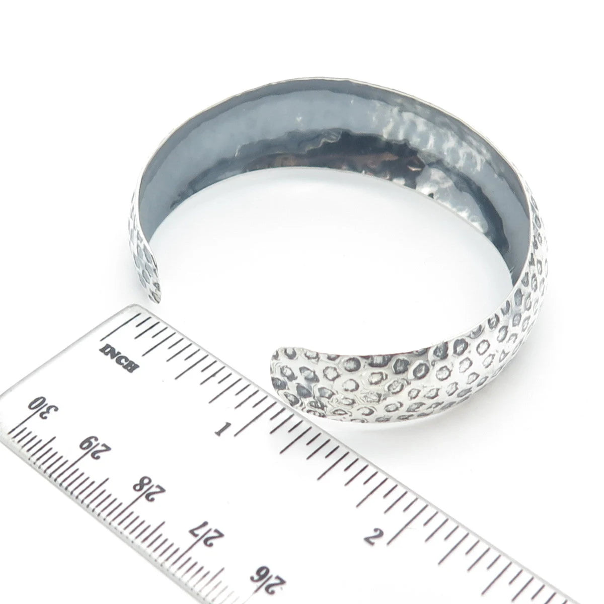 925 Sterling Silver Vintage Mexico Hammered Finish Adjustable Cuff Bracelet 6.5"