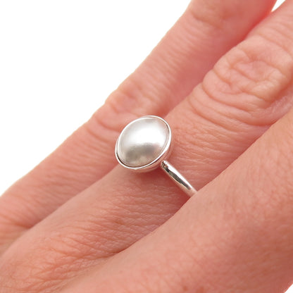 Pandora 925 Sterling Silver Faux Pearl Droplet Ring Size 6