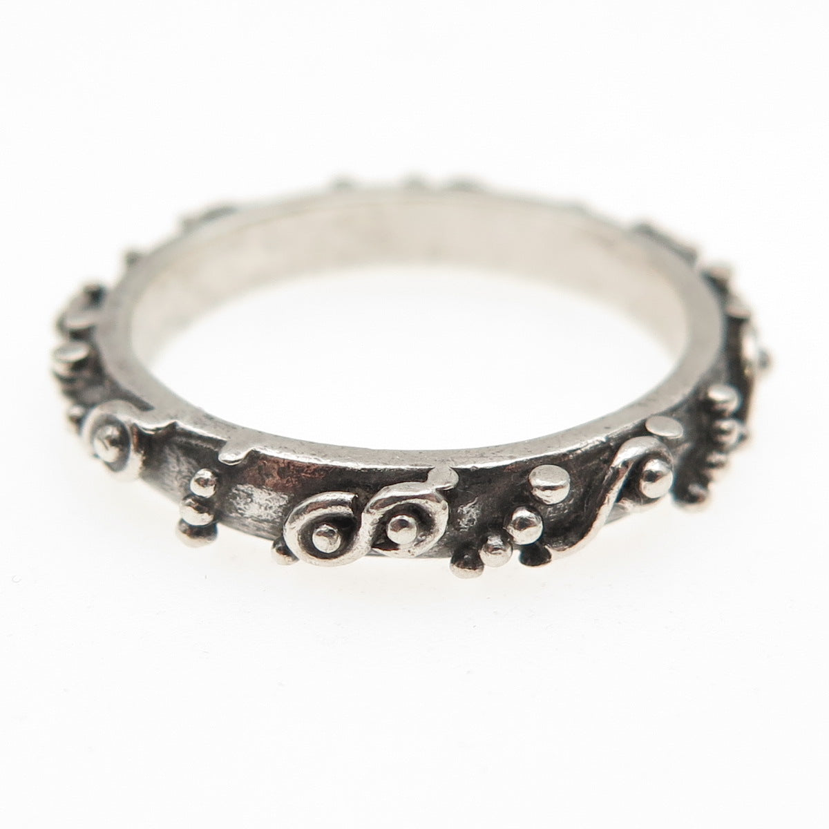 925 Sterling Silver Vintage Granulated Oxidized Band Ring Size 7