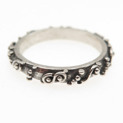 925 Sterling Silver Vintage Granulated Oxidized Band Ring Size 7