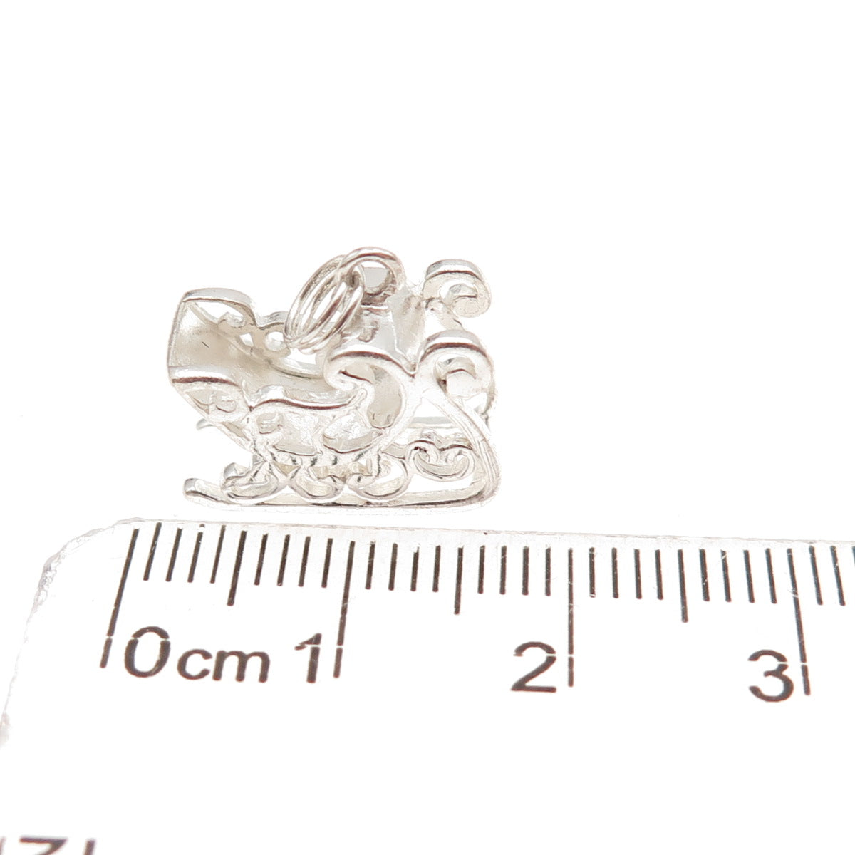 Jezlaine 925 Sterling Silver Vintage Santa's Sleigh 3D Charm Pendant