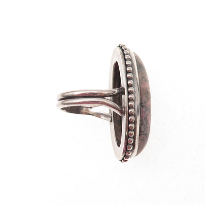 Old Pawn 925 Sterling Silver Vintage Southwestern Rhodonite Ring Size 3.75