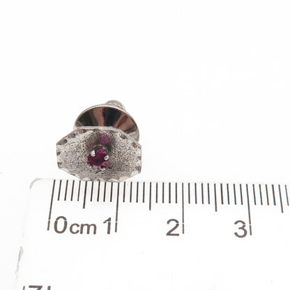 Elco 925 Sterling Silver Vintage Pink Rhinestone Tie Tack Lapel Pin