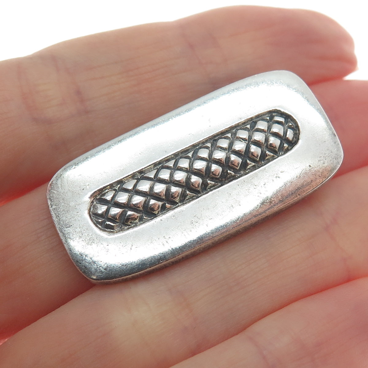 925 Sterling Silver Vintage Modernist Oxidized Charm Pendant