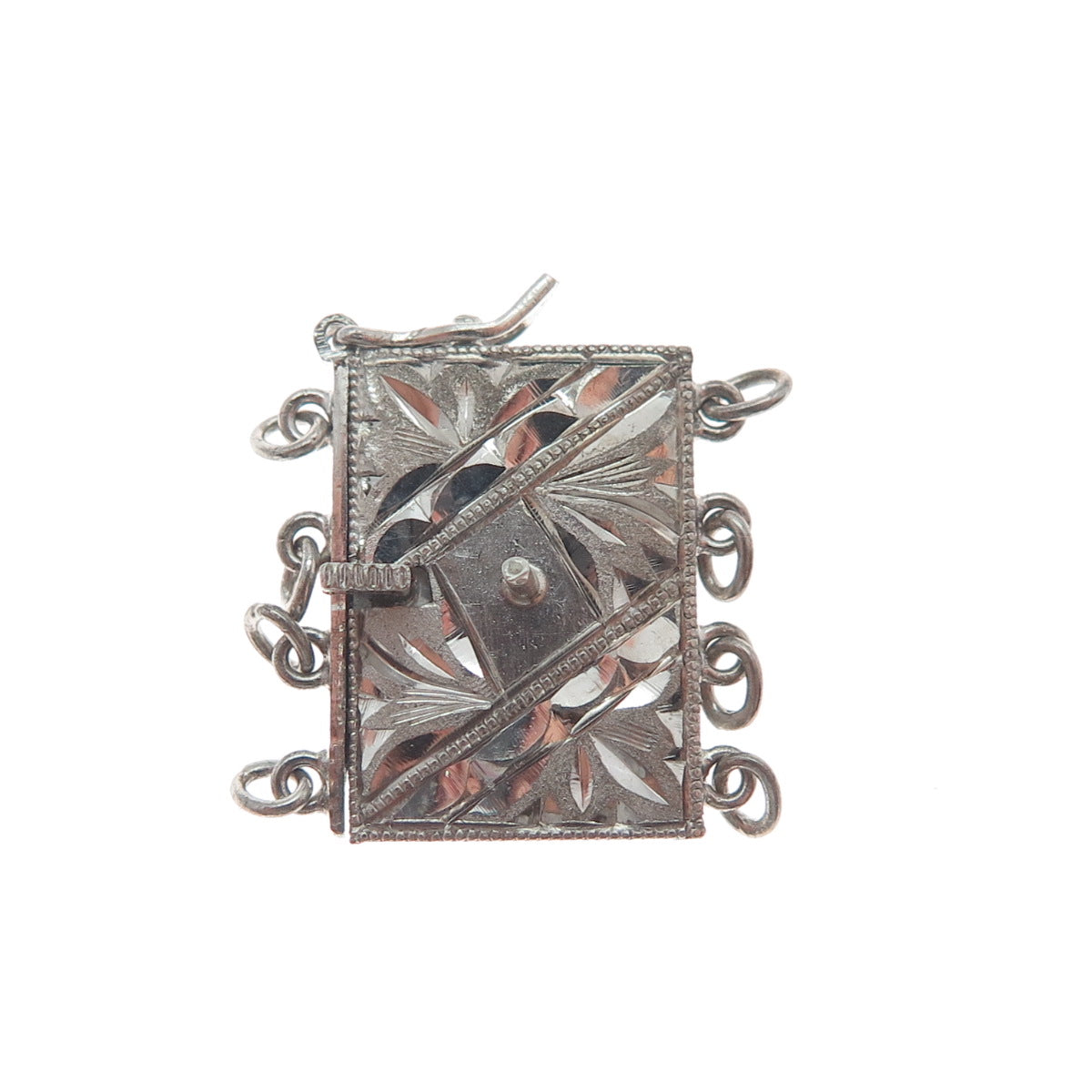 925 Sterling Silver Antique Engraved Lock Clasp for Bracelet / Necklace