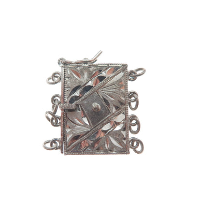 925 Sterling Silver Antique Engraved Lock Clasp for Bracelet / Necklace