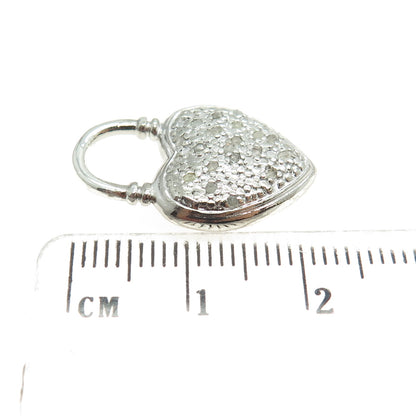 925 Sterling Silver Real Round-Cut Diamond Heart Pendant