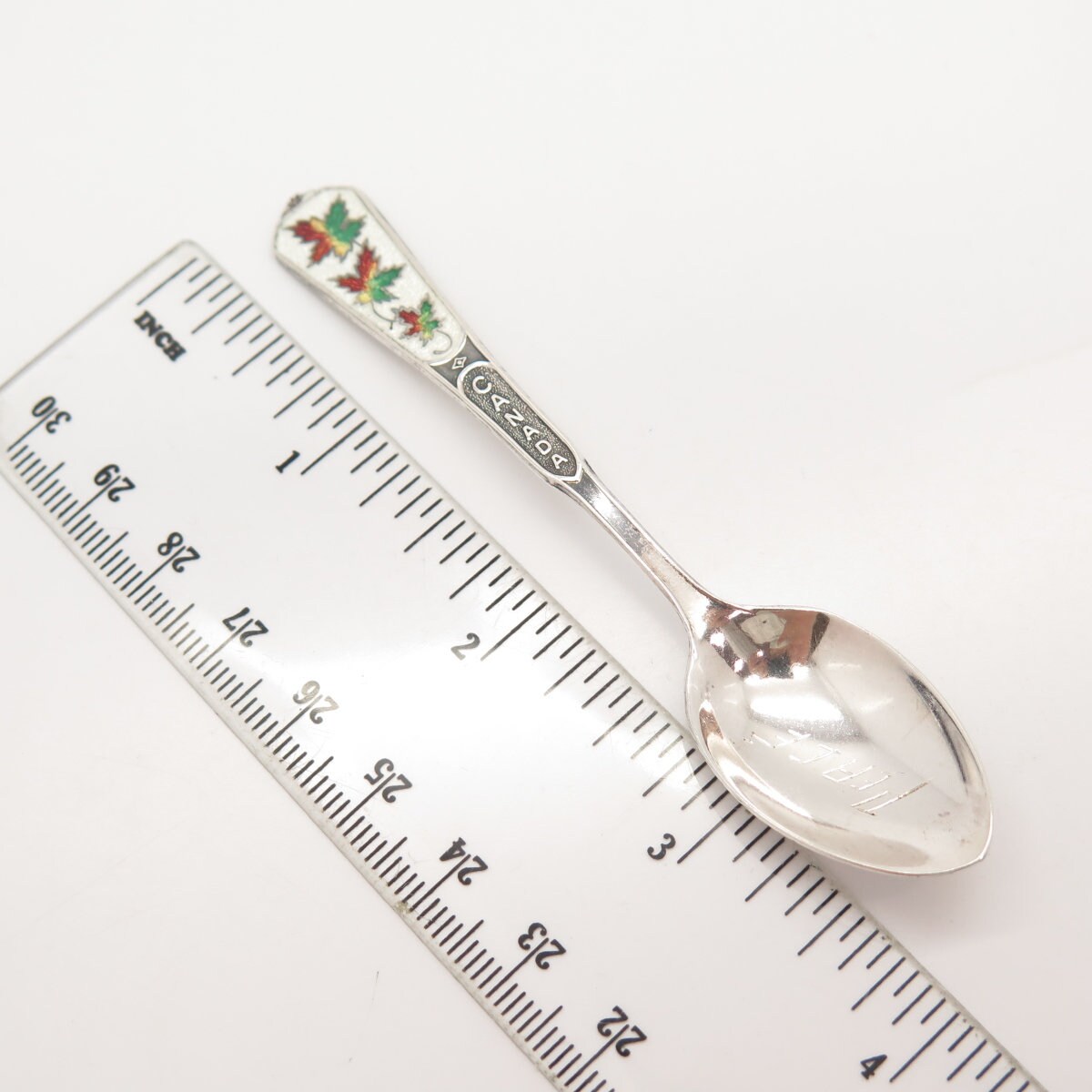 925 Sterling Silver Vintage Breadner & Co Canada Enamel Maple Leaf Spoon