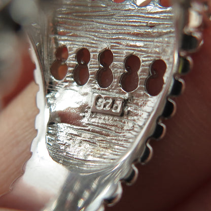 925 Sterling Silver Real Princess-Cut Blue & Round-Cut White Topaz Ring Size 7