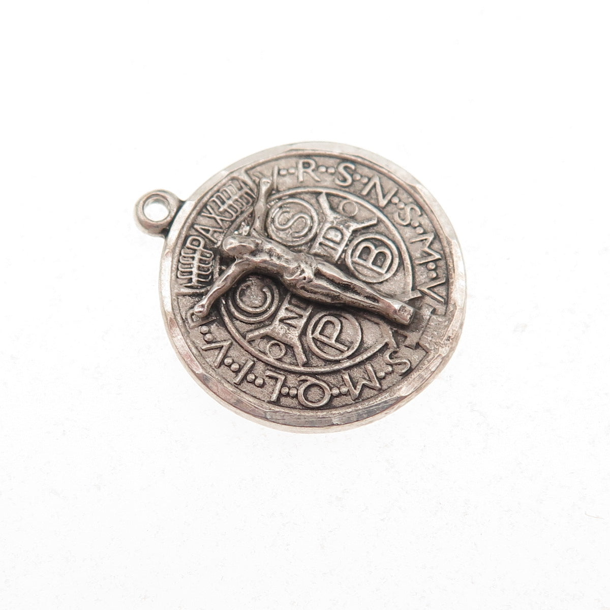 Bliss 925 Sterling Silver Vintage Crucifix Saint Benedict Oxidized Charm Pendant