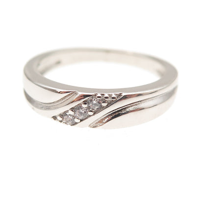 925 Sterling Silver Round-Cut C Z Band Ring Size 6