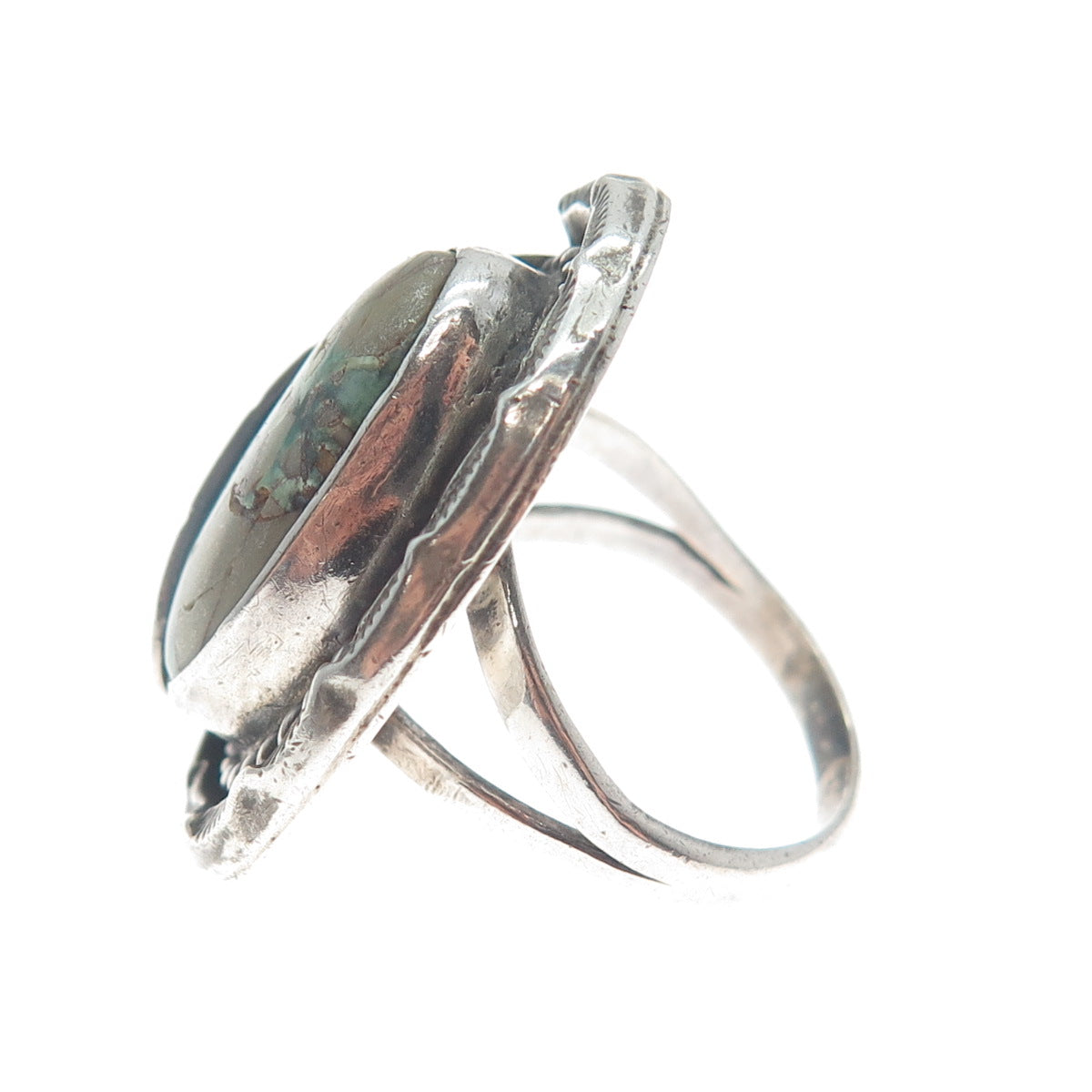 R. MARTINEZ Old Pawn 925 Sterling Silver Vintage Real Turquoise Ring Size 7.5