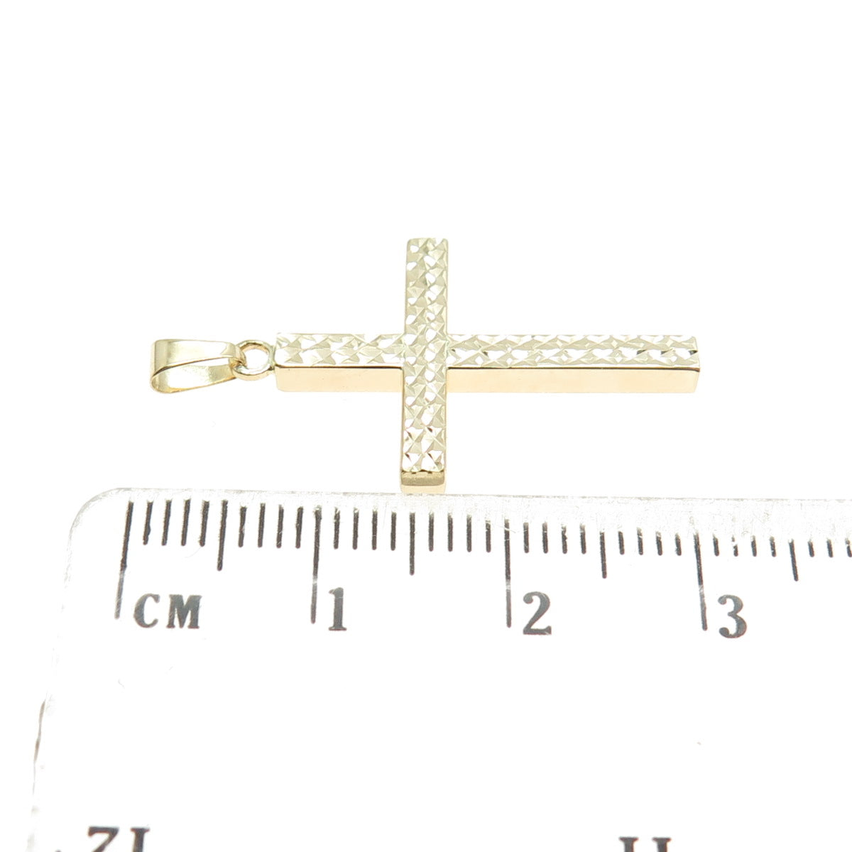 14K Yellow & White Gold Diamond-Cut Cross Religious Charm Pendant